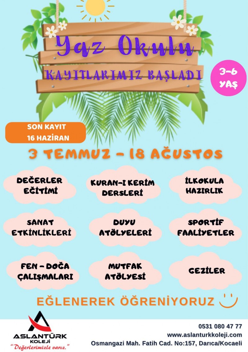 YAZ OKULU KAYITLARIMIZ BAŞLADI...